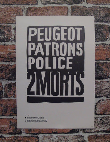 Vintage Atelier Populaire Poster Print: Peugeot patrons police