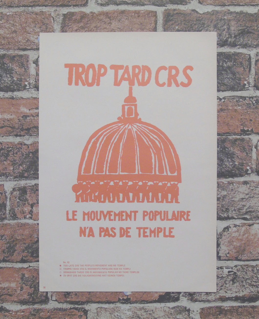 Atelier Populaire Poster Print: trop tard crs