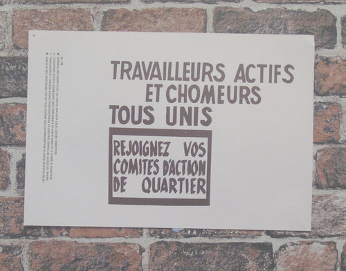 Vintage Atelier Populaire Poster Print: travailleurs actifs et chomeurs tous unis