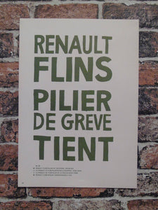 Atelier Populaire Poster Print: renault flins pilier de greve tient