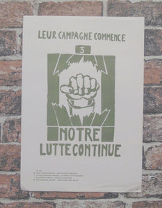 Atelier Populaire Poster Print: Notre Lutte Continue