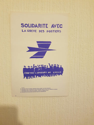 Vintage Atelier Populaire Poster Print: solidarite ave la greve des postiers